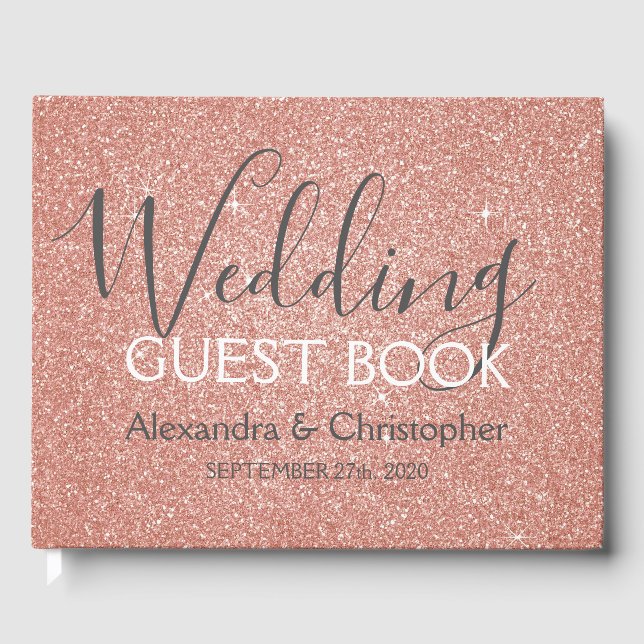 Livre d'or rose Rose Parties scintillant Mariage (Recto)