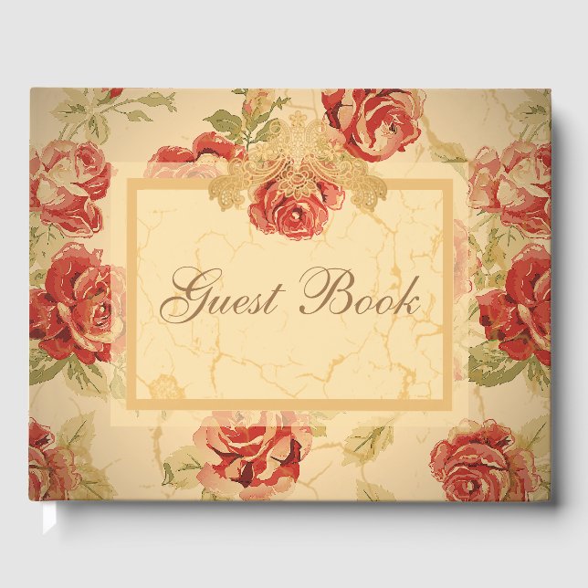 Livre D'or Rose rouge, crème, bronze antique floral (Recto)