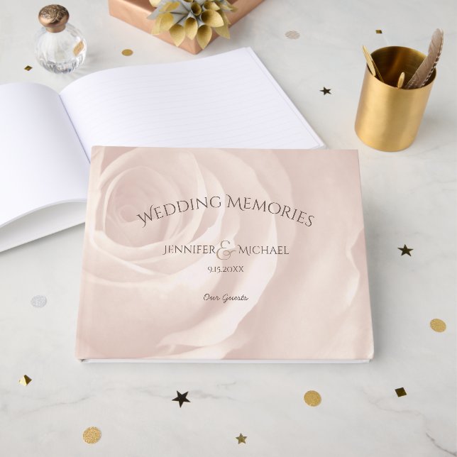 Livre D'or rose rousse rose élégante mariage invités souvenir (Recto ouvert)