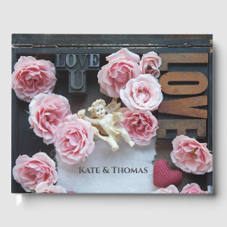 Livre D'or Roses avec paroles d'amour et ange