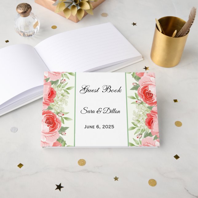 Livre D'or Roses roses (Recto ouvert)