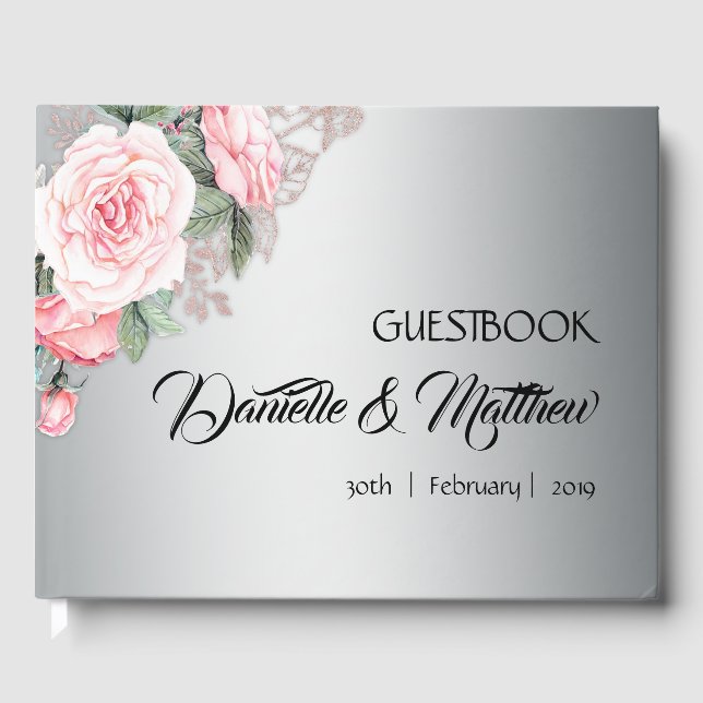 Livre D'or Roses roses et Mariage d'argent (Recto)