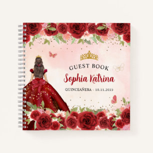 Livre d'or rouge Bourgogne Floral Quinceañera Livr