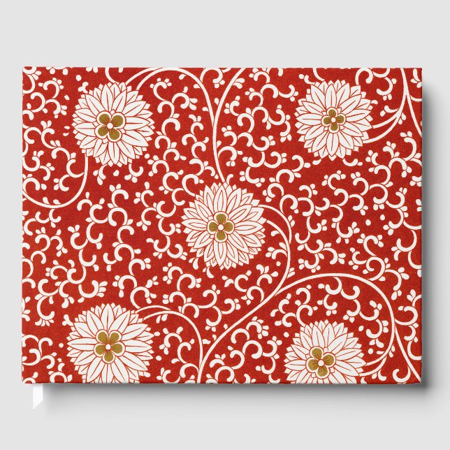 Livre D'or Rouge Floral Vibrant Ornate Classé Motif (Recto)