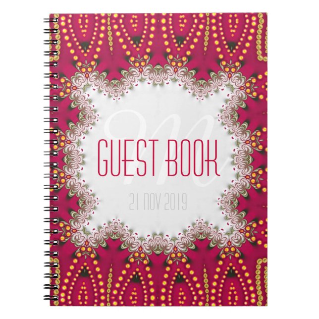 Livre d'or Rouge Indien Bohème Monogramme Livre d' (Devant)