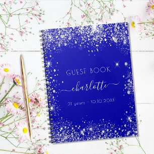 Livre d'or royal bleu argent parties scintillant