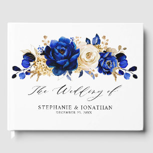 Livre D'or Royal Bleu Jaune Or Mariage métallique Floral