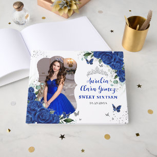 Livre D'or Royal Blue Floral Argent Douce 16 Seize Photo