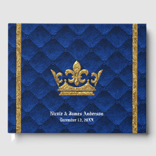 Livre D'or Royal Blue & Gold Crown Élégant Mariage de glamour