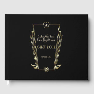 Livre D'or Royal Gold Black Art Déco Mariage Monogramme