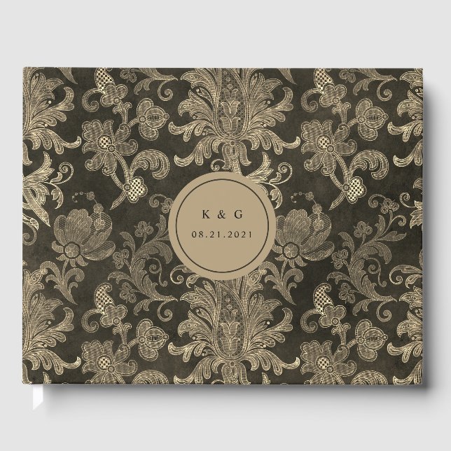 Livre D'or Royal Gold Mariage damassé Guest Book (Recto)