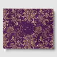 Royal Purple Gold Mariage damassé Guest Book