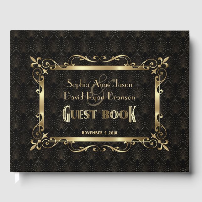 Livre D'or Royal Roaring 20s Gold Art Déco Mariage (Recto)