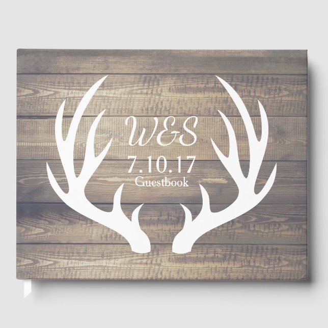 Livre D'or Russe Deer Antlers Pays Ferme Mariage bois (Recto)