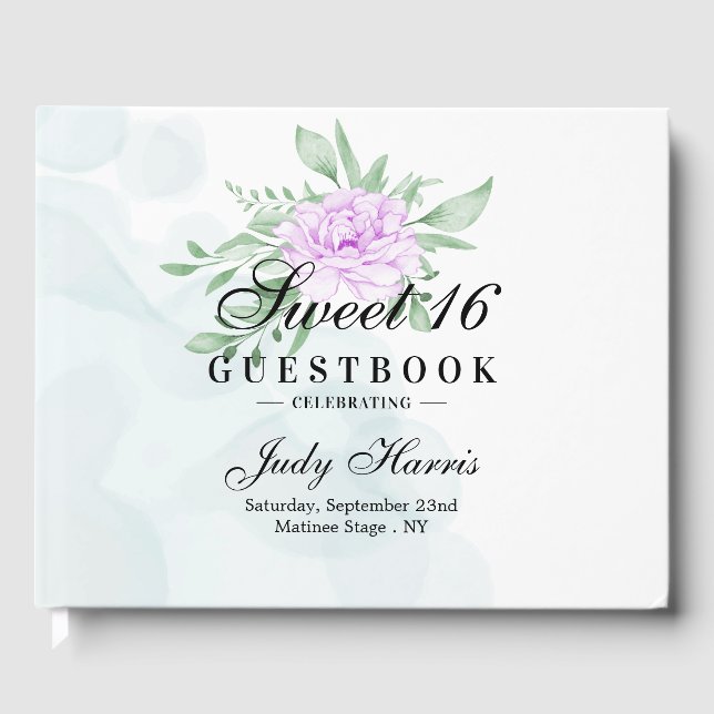 Livre D'or Russe violet Rose Eucalyptus Sweet sixteen Invité (Recto)