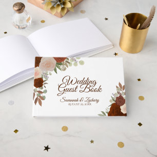 Livre D'or Rust Orange Automne Floral Élégant Mariage Boho