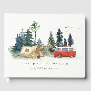 Livre D'or Rustic Camping Watercolor Mariage de la forêt de p