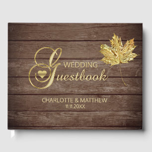 Livre D'or Rustic Country Gold Leaf Automne Mariage Automne