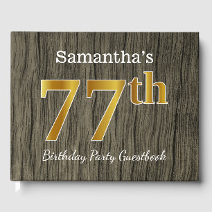 Livre D'or Rustic, Faux Gold 77th Birthday Party ; Nom person