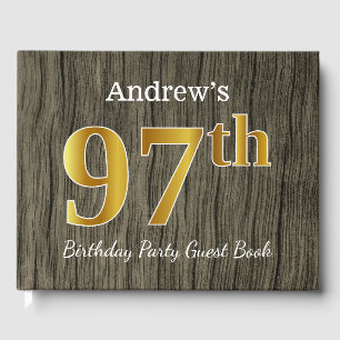 Livre D'or Rustic, Faux Gold 97th Birthday Party ; Nom person