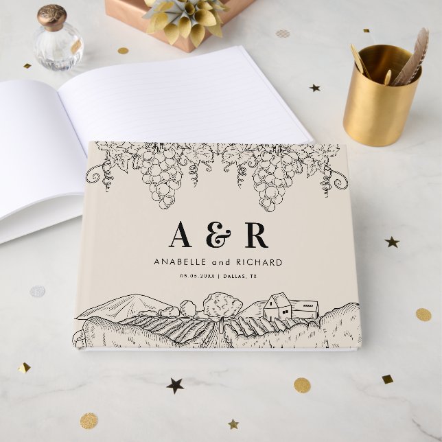 Livre D'or Rustic Ivory Vineyard Napa Valley Winery Wedding (Recto ouvert)
