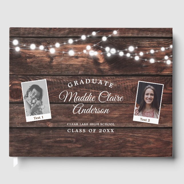 Livre D'or Rustic Modern Senior Photo Graduation personnalisé (Recto)