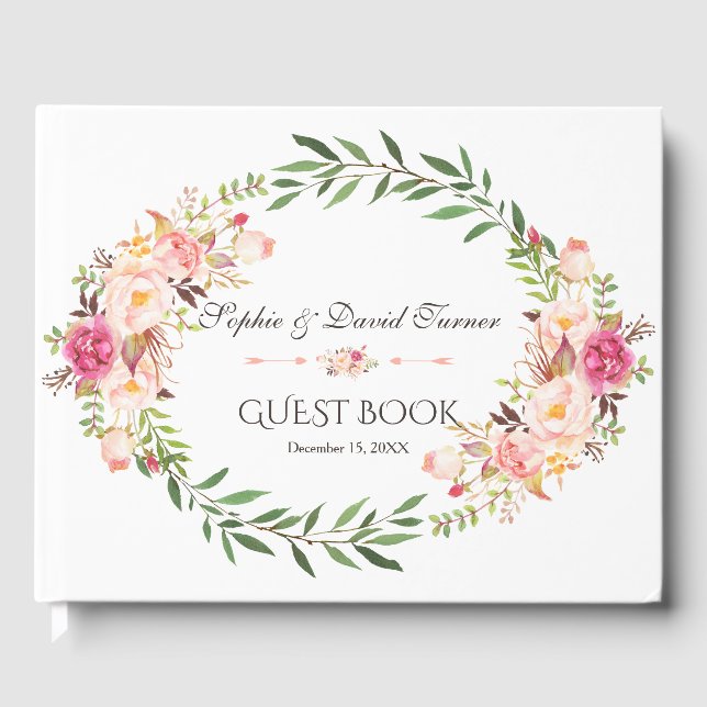 Livre D'or Rustic Rose Blush Florom Détails du Mariage (Recto)