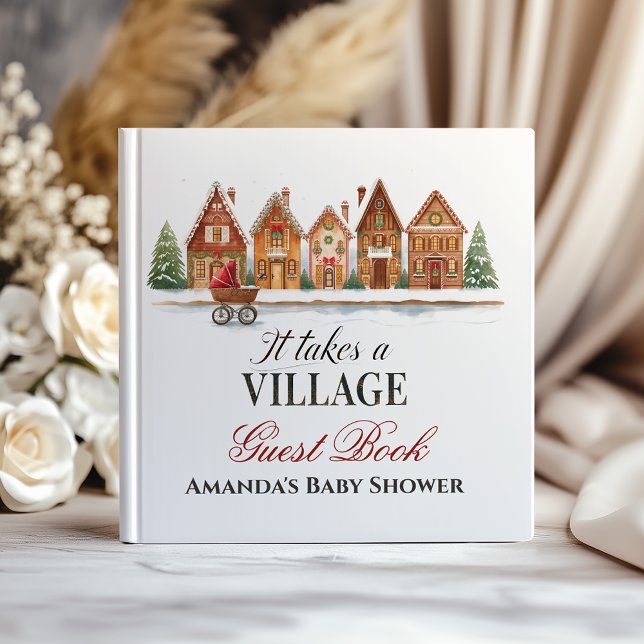 Livre D'or Rustic Troller Village Maisons Baby shower d'hiver (Créateur téléchargé)