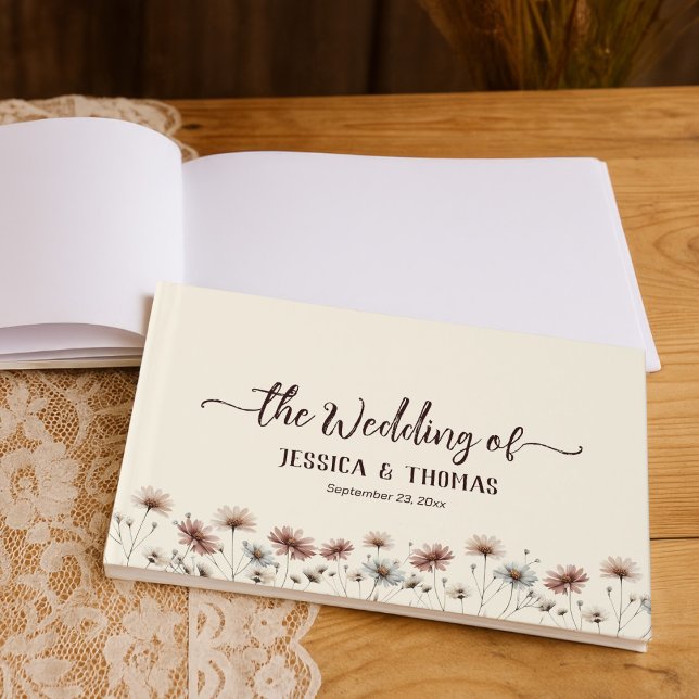 Livre D'or Rustique Boho Chic Fleur sauvage Simple Mariage (Créateur téléchargé)