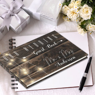 Livre D'or Rustique Bois Chaîne Lumières Mariage Garde mémoir
