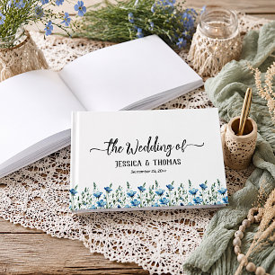 Livre D'or Rustique Dusty Blue Boho Chic Fleur sauvage Mariag