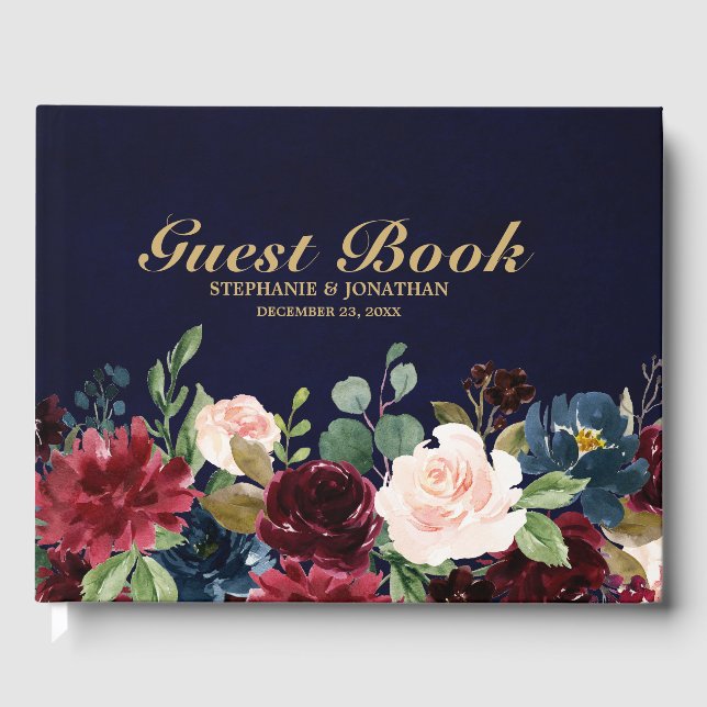 Livre d'or Rustique Floral de la Marine Rouge de B (Recto)