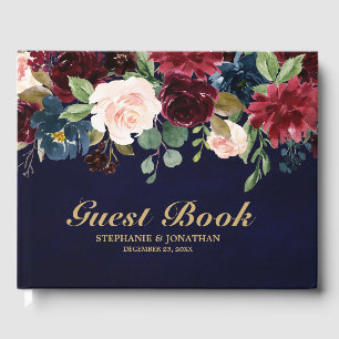 Livre d'or Rustique Floral de la Marine Rouge de B