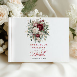 Livre D'or Rustique Floral Doré de Bourgogne pour Invitée de