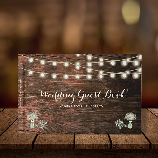 Livre D'or Rustique Grange bois Mason Jar String Mariage (Créateur téléchargé)