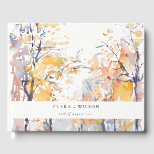 Livre D'or Rustique Pastel Jaune automne Mariage paysage auto