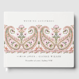 Livre D'or Rustique rose vert Floral Paisley Motif Mariage