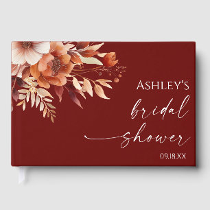 Livre D'or Rusty Burgundy Marron Floral Fleur Mariage