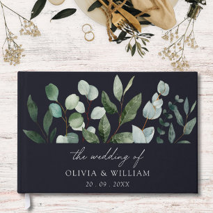 Livre D'or Sage Green Eucalyptus Feuilles Mariages