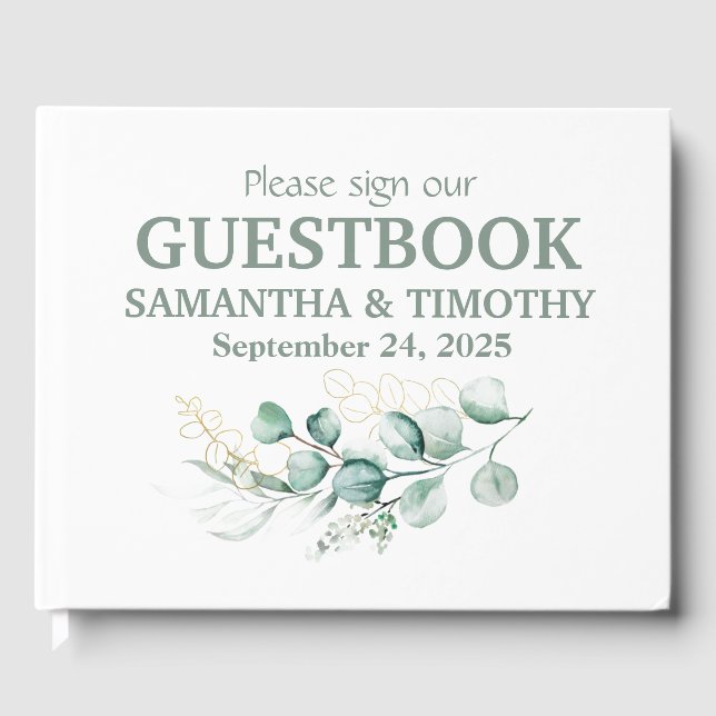 Livre D'or Sage Green Eucalyptus Rustique Mariage de verdure (Recto)