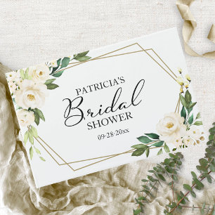 Livre D'or Salon de mariage floral blanc à motifs géométrique