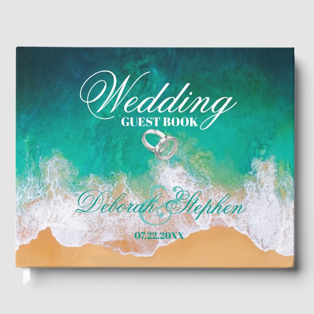 Livre D'or Sandy Beach Ocean Waves Mariage (Recto)