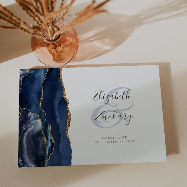 Livre D'or Script d'or d'Agate bleu marine moderne (Créateur téléchargé)