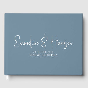 Livre D'or Script manuscrit Mariage moderne Dusty Blue