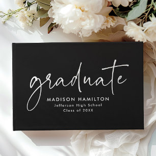 Livre D'or Script manuscrit moderne Black Photo Graduation
