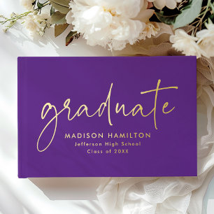 Livre D'or Script manuscrit moderne Purple Photo Graduation