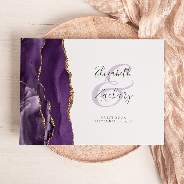 Livre D'or Script moderne d'or d'agate violet (Créateur téléchargé)