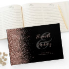 Script Pailleté Or Rose Noir Moderne