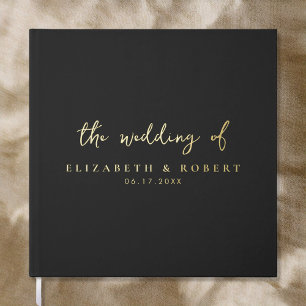 Livre D'or Script simple élégant Black Gold Mariage