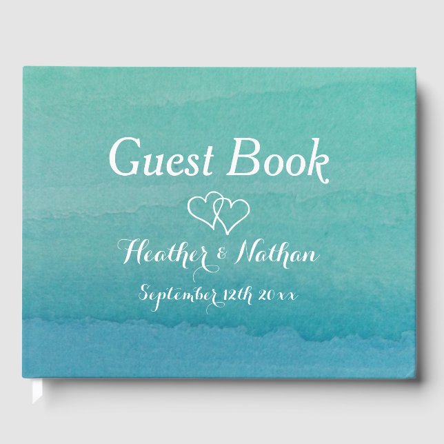 Livre d'or Sea green pour le mariage sur la plage (Recto)
